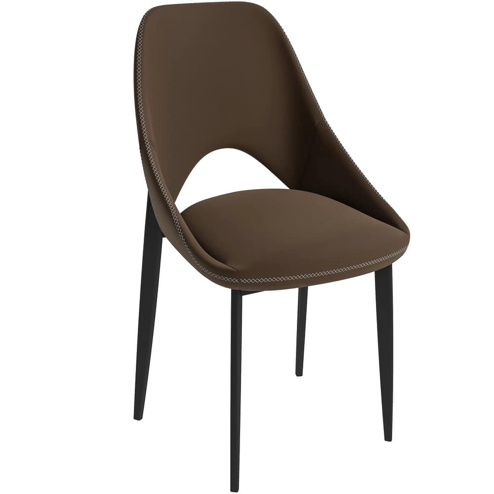 Amalfi Mid-Century Modern Upholstered Dining Chair - Open Back Side Chair with Metal Legs for Kitchen, Dining Room & Living Room