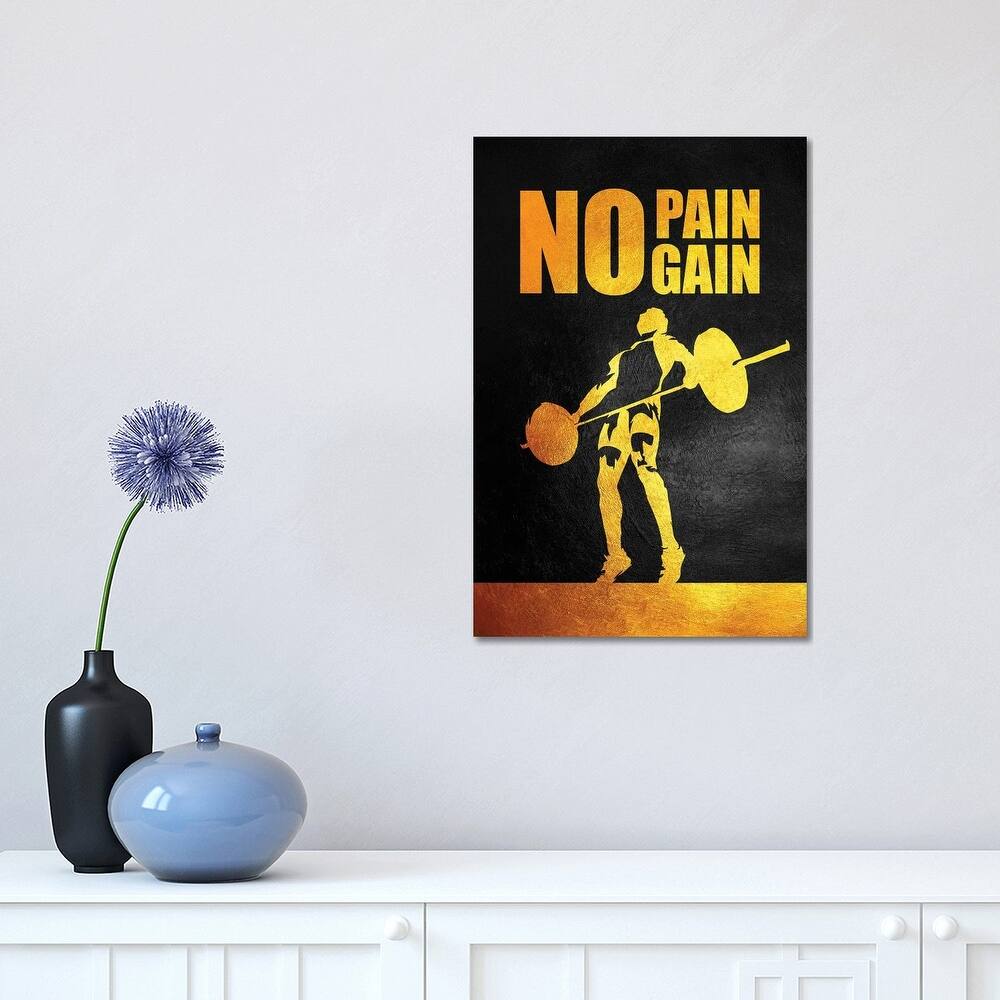 iCanvas "No Pain No Gain - Gym Edition" by Adrian Baldovino Canvas Print