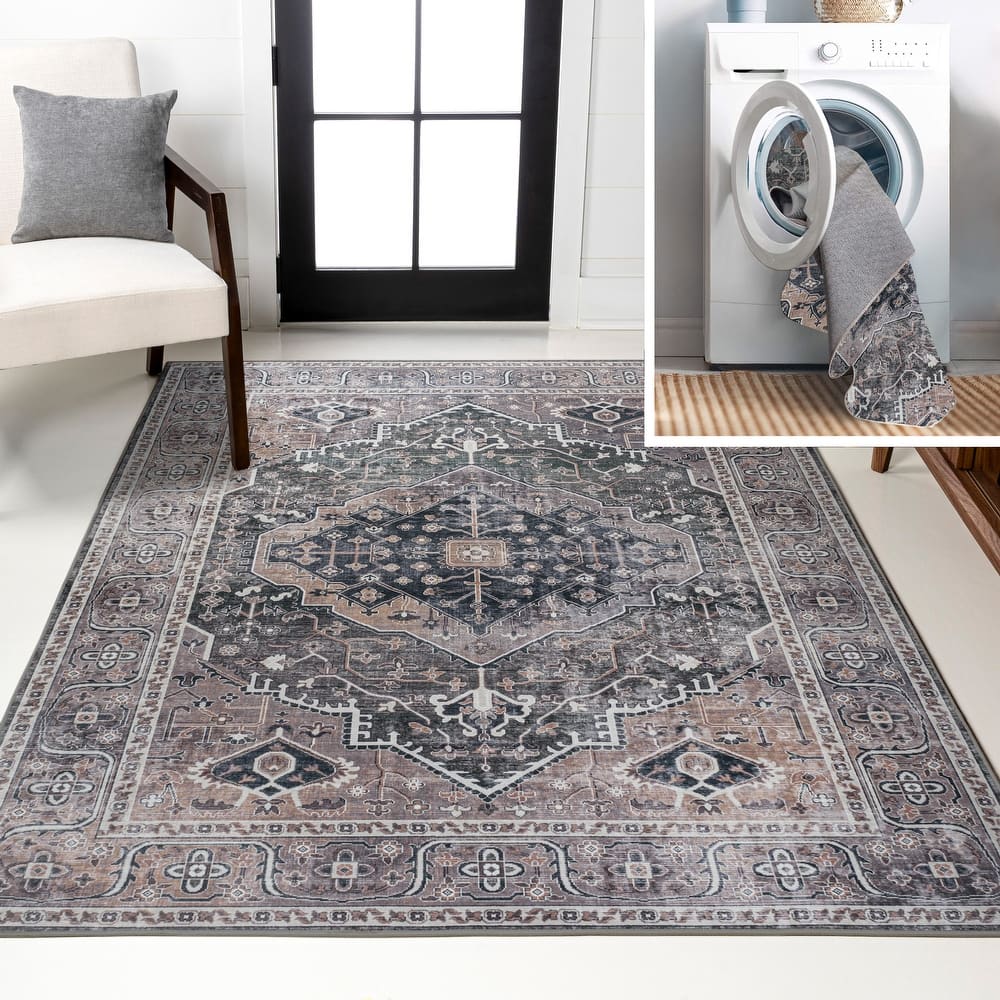 JONATHAN Y Kemer Ogee Medallion Machine Washable Area Rug