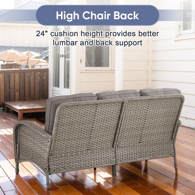 Gymojoy Outdoor Wicker Patio Furniture Sofa Chair Set Weather-Resistant