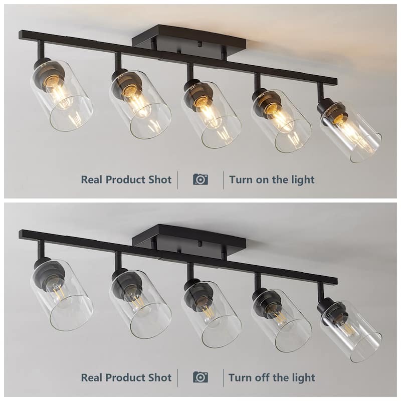 5-Light Track Lighting Kit Black Track Lighting Fixtures Bathroom Wall Sconces Ceiling Mount Kitchen Tracking Lights