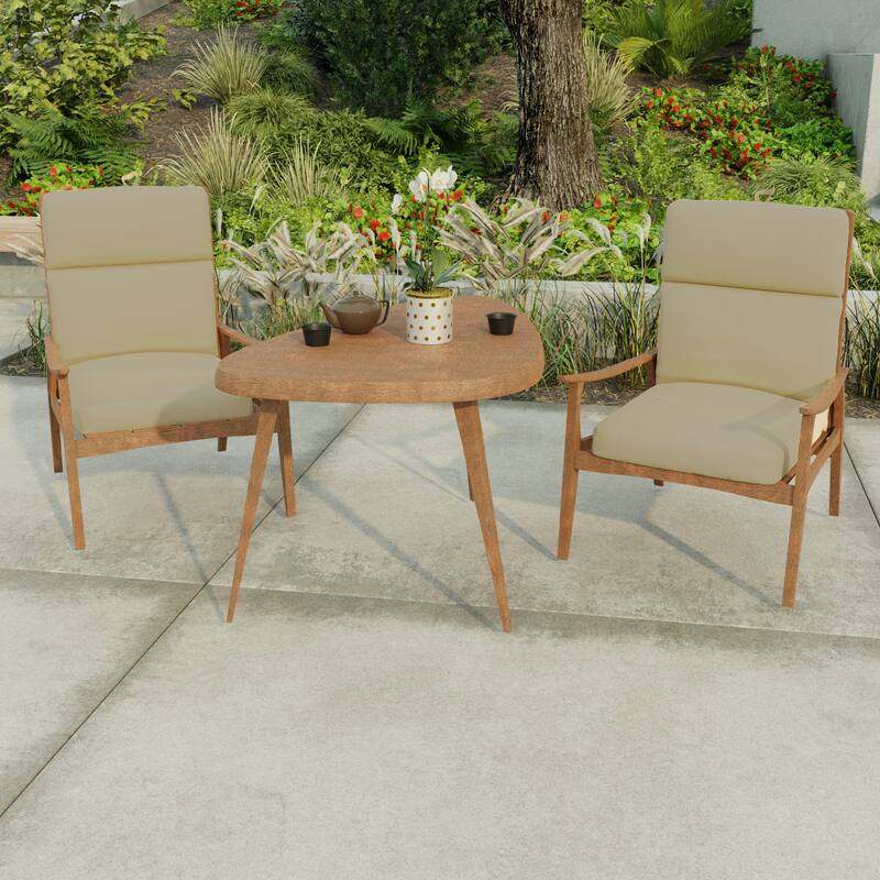22" x 44" Beige Solid Outdoor Chair Cushion with Ties and Loop - 44'' L x 22'' W x 4'' H - Antique Beige