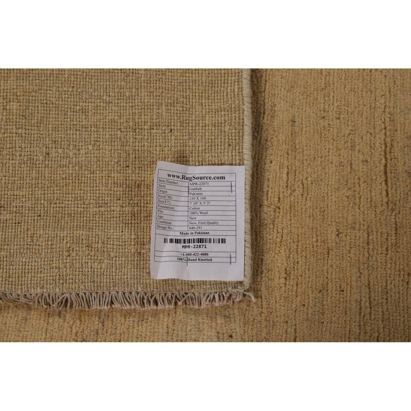 Modern Gabbeh Oriental Square Area Rug Handmade Wool Carpet - 5'3" x 7'10"