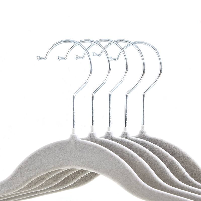 VECELO 20-Pack Pant Hangers (Black/Grey/Pink/Beige/Green) Clothes Hangers Non-slip Space-saving Clothes Hangers