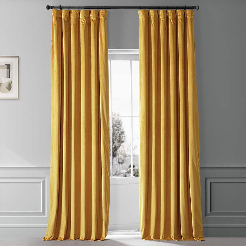 Exclusive Fabrics Signature Plush Velvet Hotel Blackout Curtains (1 Panel) - Luxury Soft Drapery for Light Control & Elegance - 50 X 108 - Sophomore Gold