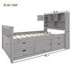 preview thumbnail 4 of 13, Twin Size Captain Platform Bed Frame w/Bookcase Headboard & 4 Drawers