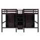 preview thumbnail 29 of 31, Double Loft Bed Twin Size with 2 Wardrobes and Storage Stairs, Wooden High Loftbed Frame for 2, for Kids Teens Adults Bedroom