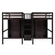 preview thumbnail 6 of 7, Espresso Double Twin Size Solid Pine Wood Loft Bed with 2 Wardrobes and Storage Staircase, Full-Length Guardrail