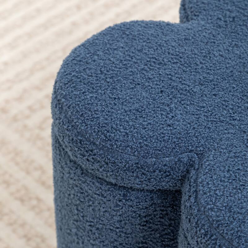 SEYNAR Modern Glam Teddy Velvet Flower Shape Storage Ottoman