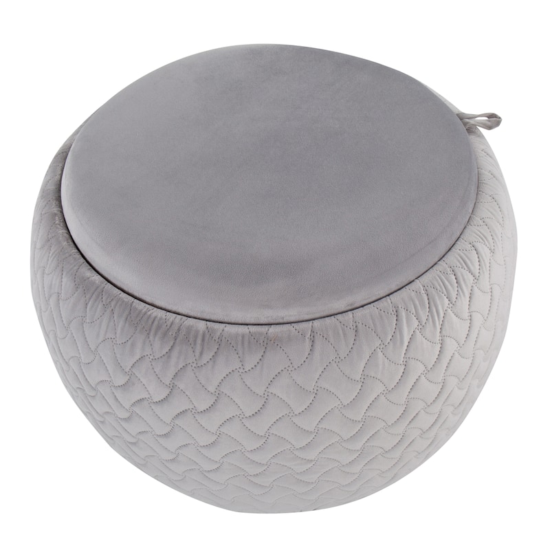 Carson Carrington Astrid Pouf with Natural Wood Tray Top
