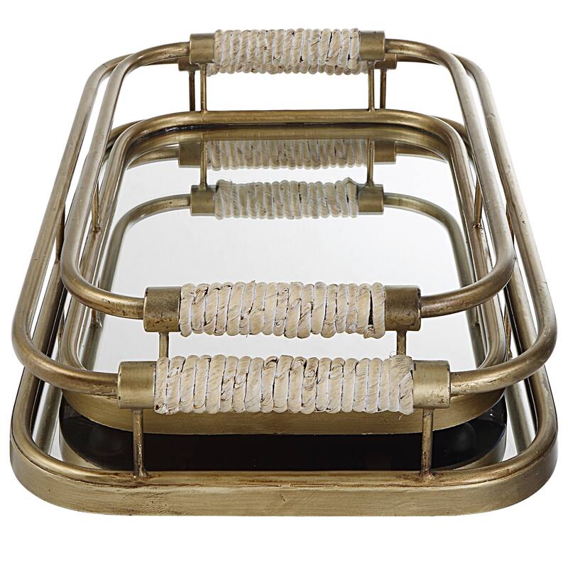Uttermost Rosea Brushed Gold Trays, Set Of 2 - 20"W x 3"H x 11"D
