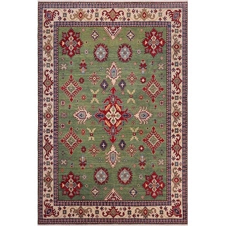 Tribal Kazak Yasmin Green/Beige Wool Rug - 8'3'' x 9'5''