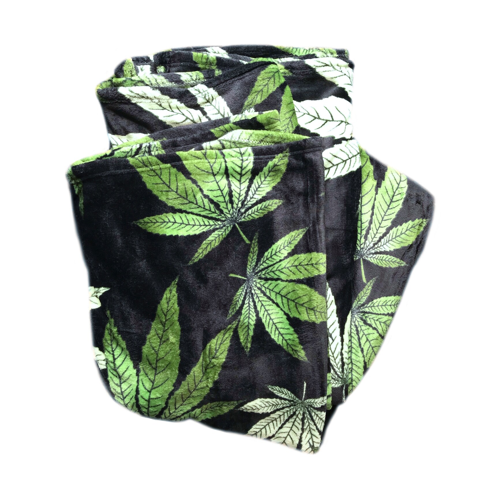 Marijuana Leaf Fleece Plush Microfiber Soft Blanket-image