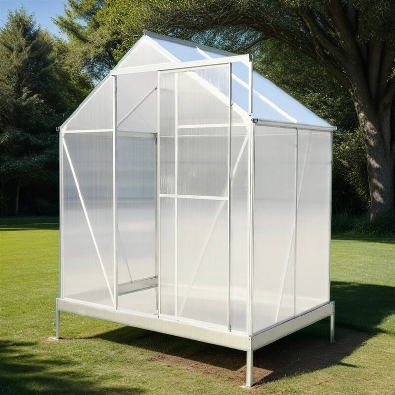 Polycarbonate Greenhouse,Heavy Duty Outdoor Walk-in Green House Kit - 6.3'*4.2'*7'
