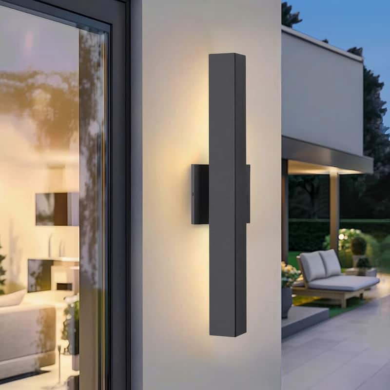 Modern Minimalist Black Outdoor Integrated LED Wall Sconce(2-Pack) - 21.8"