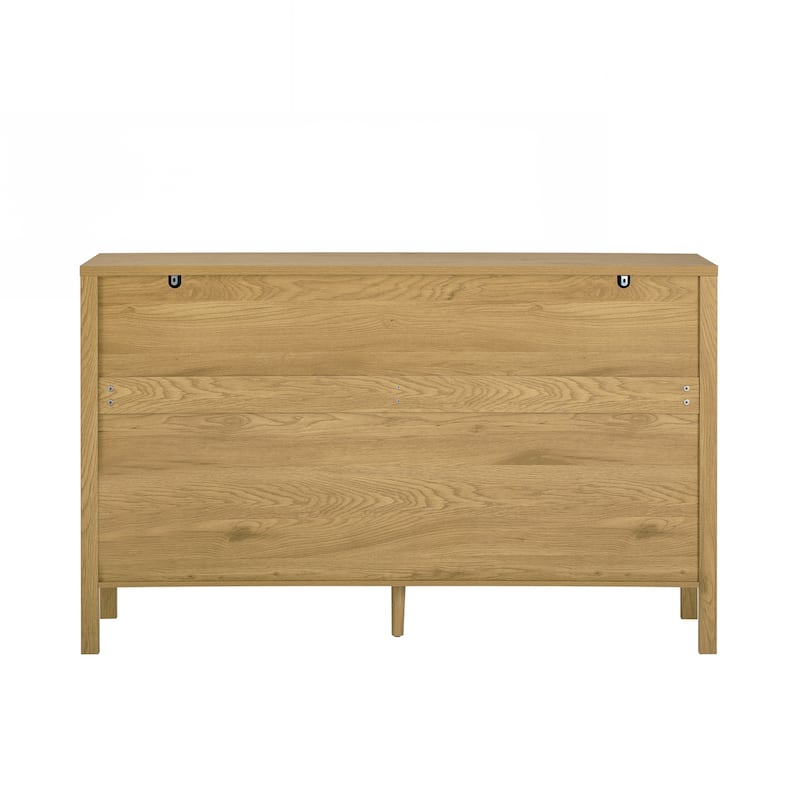 Modern Storage Cabinet, Stripe MDF Sideboard with Aluminum Handles