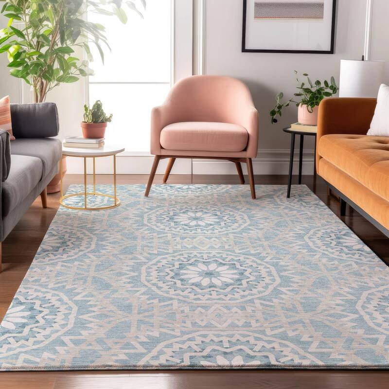 Premium Washable Super Soft Boho Global Mayfield Rug - Denim - 5' x 7' 6" - Rectangle