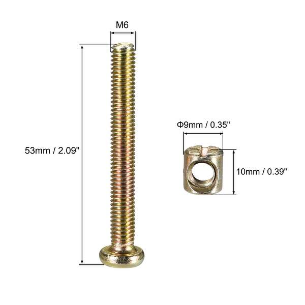 M6x50mm Furniture Bolts Nut Set Hex Socket Screw w Barrel Nuts 10 Sets