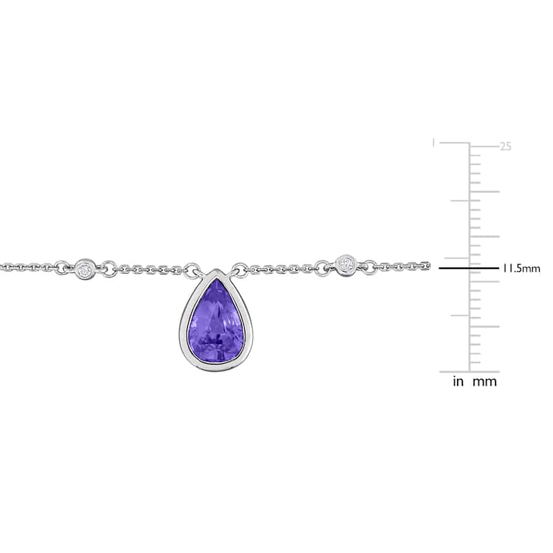 Miadora 2ct TGW Violet Sapphire 1/8ct TDW Diamond Teardrop Necklace in 14k White Gold