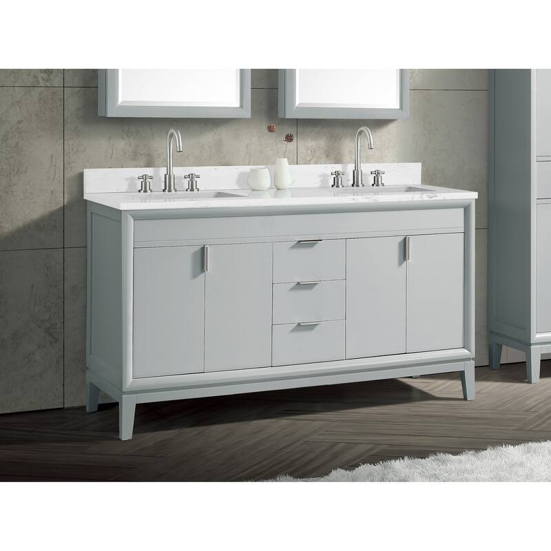Avanity Cala White Engineered Stone Vanity Top with Rectangular Undermount Sinks