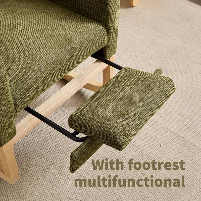 Modern Nursery Accent High Back Rocking Chair with Side Pocket