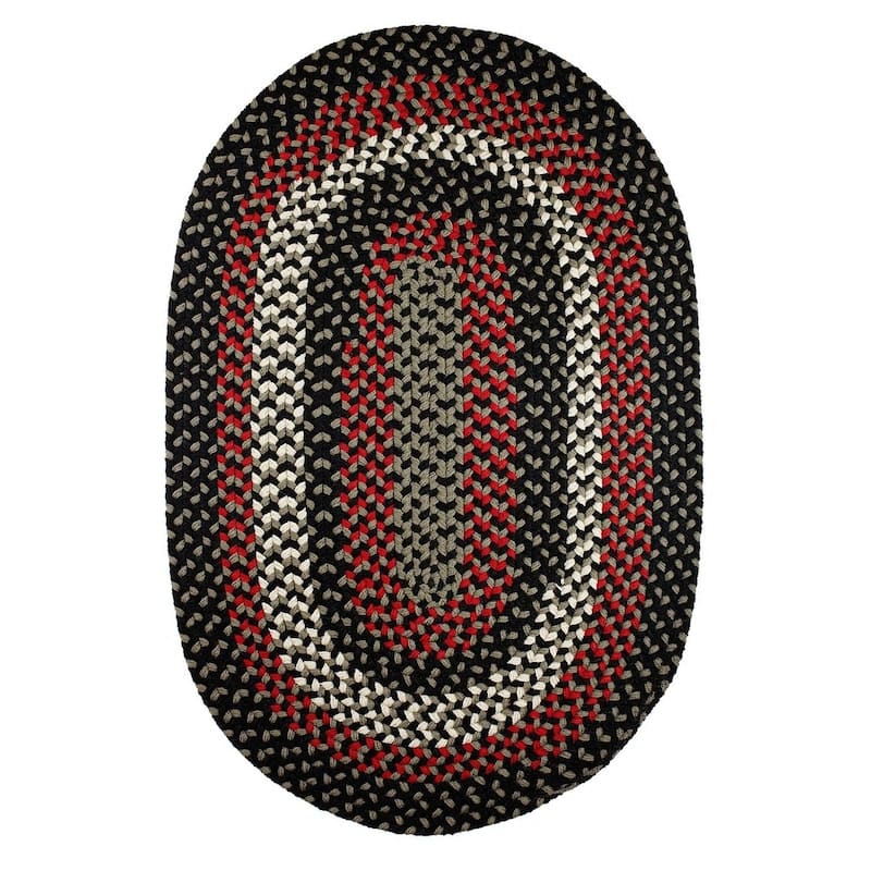 Rhody Rug Mission Hill Indoor/Outdoor Braided Area Rug - Black - 2' x 4' Runner