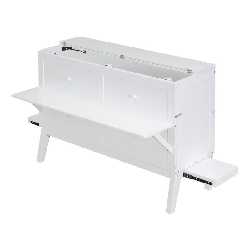 Murphy Bed Platform Bed with USB Port & Removable Shelves On Each Side