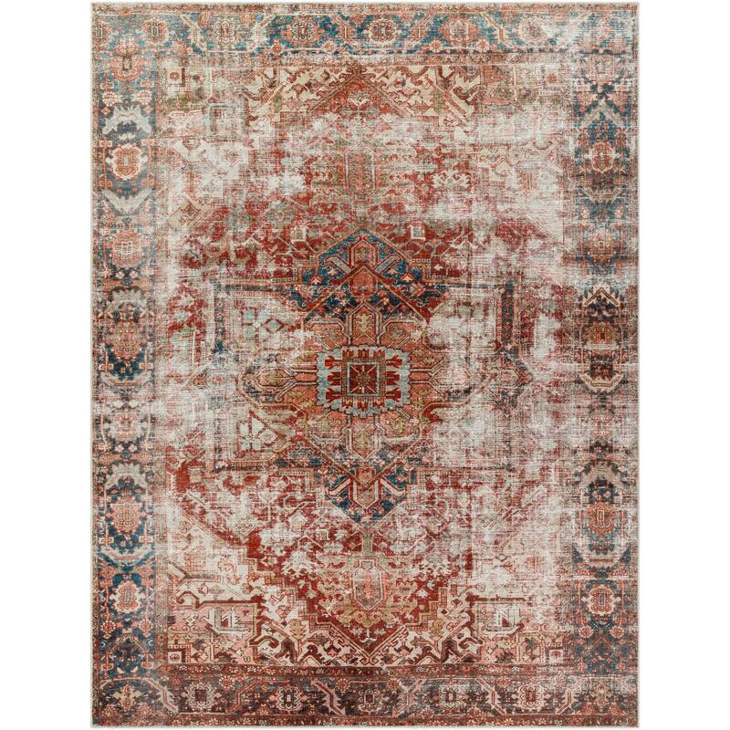 Livabliss Traditional Amelie Medallion Washable Area Rug