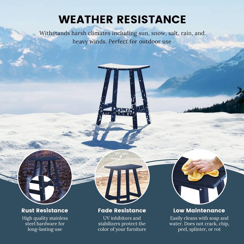 Laguna Hdpe All Weather Outdoor Patio 24" Saddle Seat Counter Stool