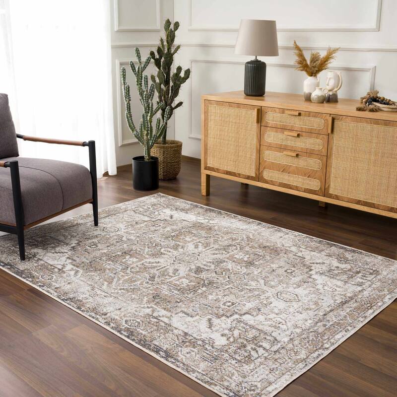 Hauteloom Manhattan Machine Washable Oriental Persian Medallion Vintage Distressed Area Rug