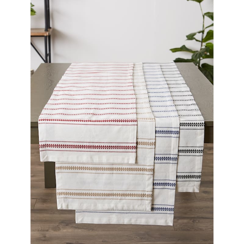 DII French Blue Zig Dobby Stripe Table Runner