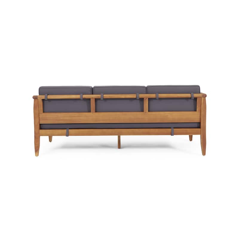 Aston Outdoor Acacia Wood 3 Seater Sofa by Christopher Knight Home