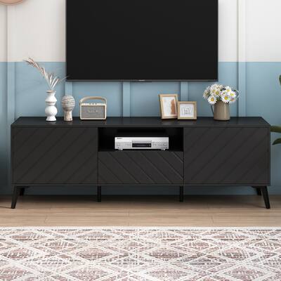 TV Console Table with Adjustable Shelves