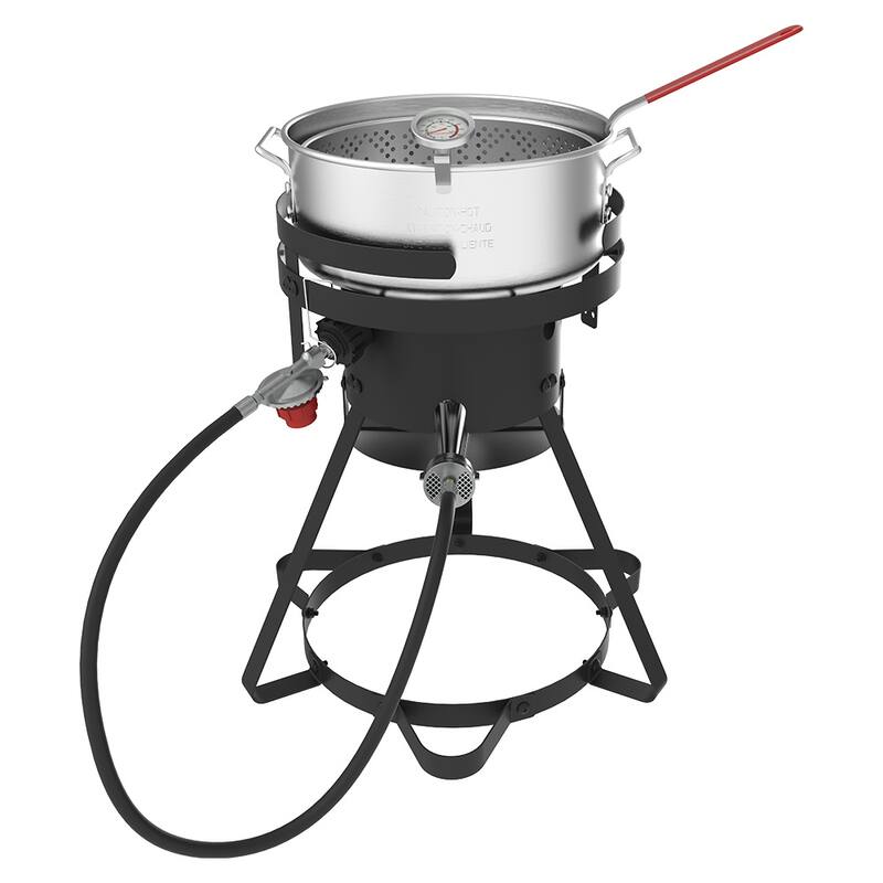 Nexgrill 10 Qt. Aluminum Propane Fryer Kit with 5in. Thermometer & Strainer Basket - 10 Quart
