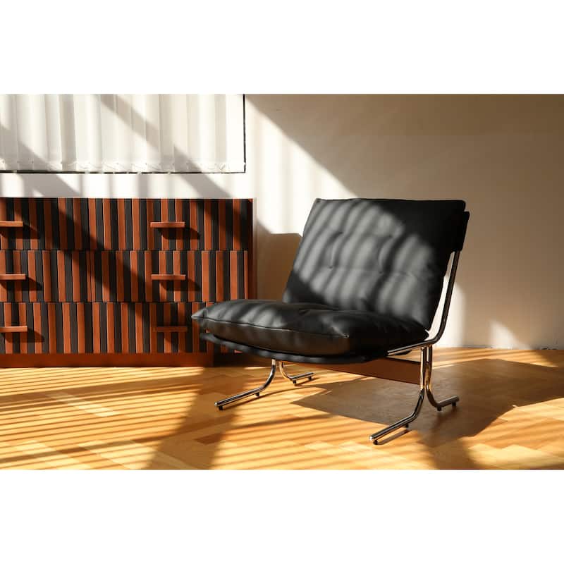 Leather Armchair,Modern Accent Chair High Back,Living Room Chairs with Metal Legs and Soft Padded,Sofa Chairs for Home,Bedroom