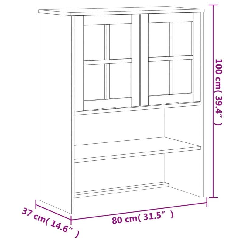 vidaXL Highboard with Glass Doors FLAM 31.5"x15.7"x70.9" Solid Wood Pine - 31.5" x 15.7" x 70.9"