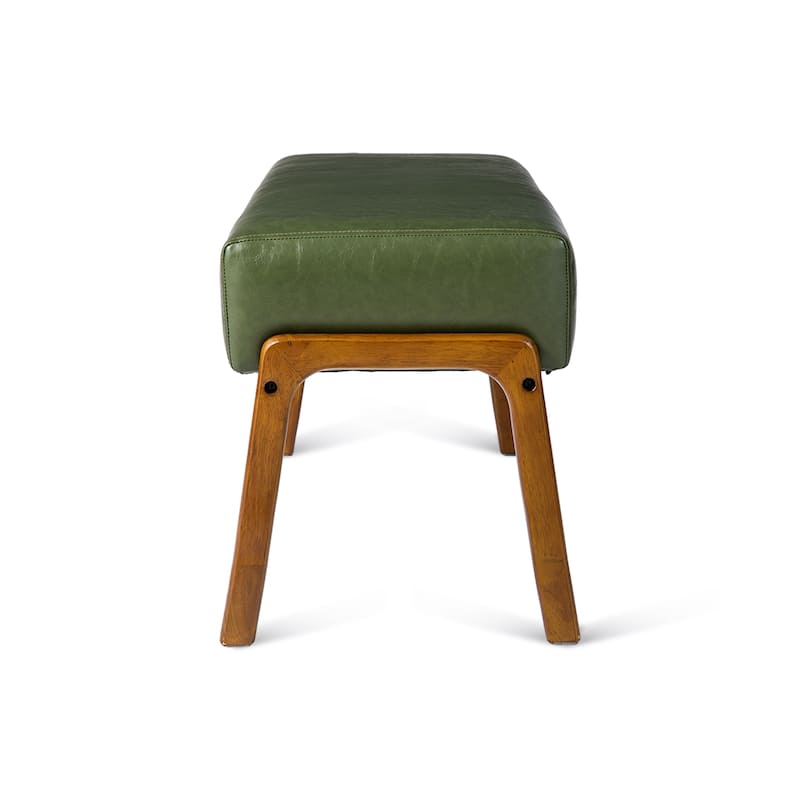 Glitzhome 42.25"W Modern Leatherette Bench with Walnut Rubberwood Legs