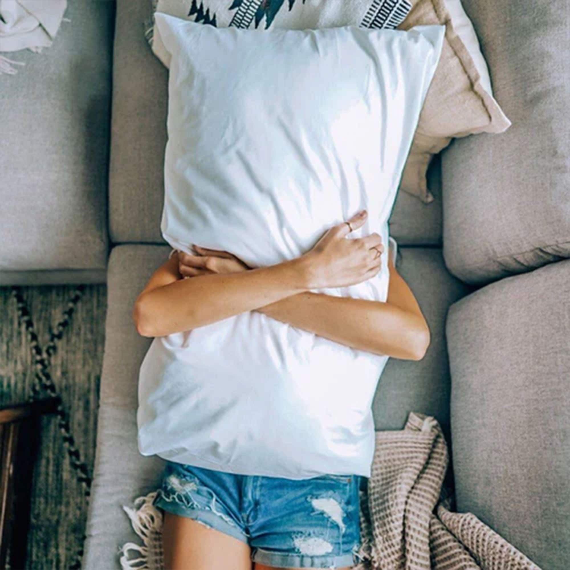 Sleepgram Bed Support Sleeping Pillow with Cover Queen Size White 2 Pack