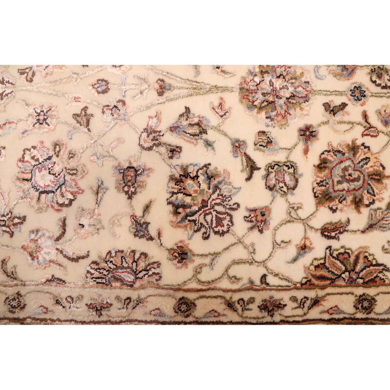 ECARPETGALLERY Hand-knotted Mirzapur Cream Viscose, Wool Rug - 6'3 x 9'10