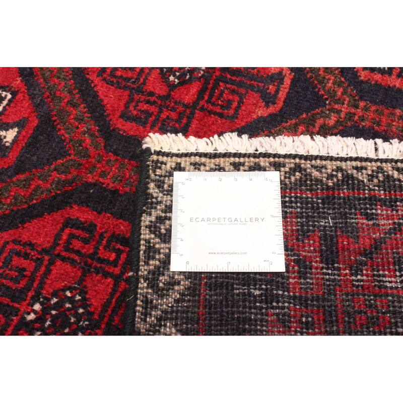 ECARPETGALLERY Hand-knotted Baluch Red Wool Rug - 2'11 x 5'5