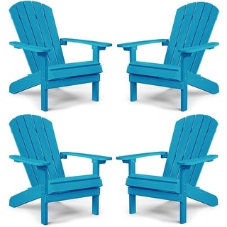 WINSOON All Weather HIPS Outdoor Plastic Adirondack Chairs Set of 4