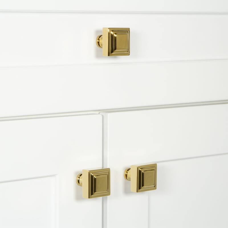 Grandeur CARR-BRASS-KNOB Carre 1-1/4” Solid Metal Square Cabinet Knob