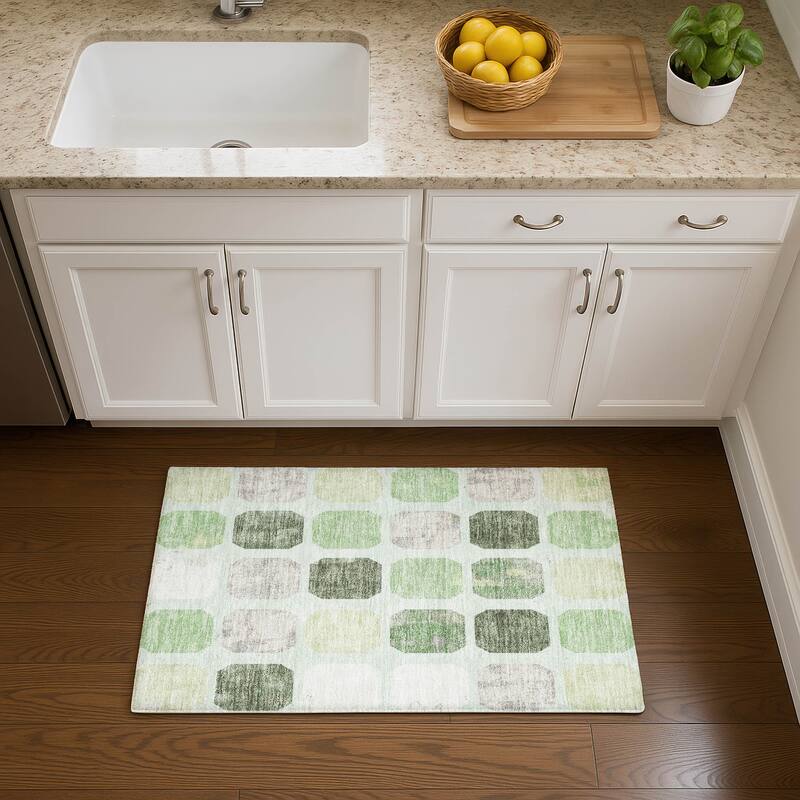 Premium Washable Super Soft Casual Contemporary Mayfield Rug - Aloe - 1'8" x 2'6"