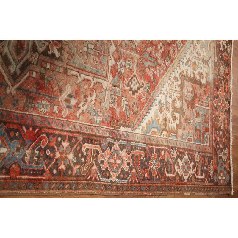 Hand Knotted Oriental 100% Wool Carpet Traditional Medallion Oranges & Rust Heriz Area Rug - 10' 8'' X 8' 4''