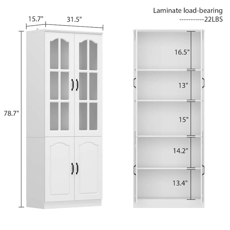 Home Office Storage Solution White Bookshelf, Pantry, and Display Unit