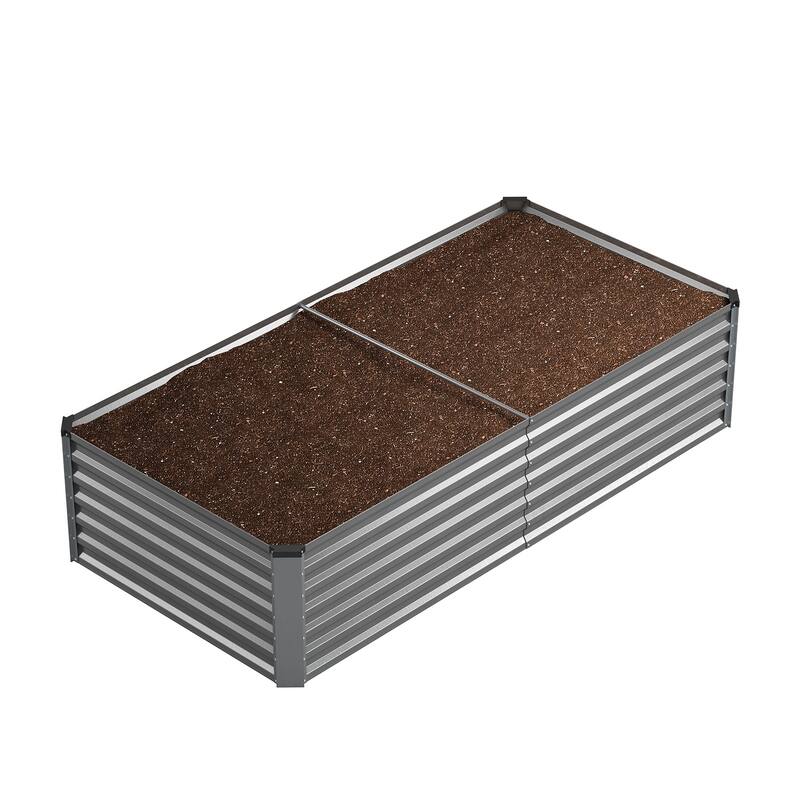 Meyreso 6ft x 3ft x 2ft Galvanized Metal Raised Garden Bed, Durable Outdoor Planter, Rust Resistant, Safety Edging