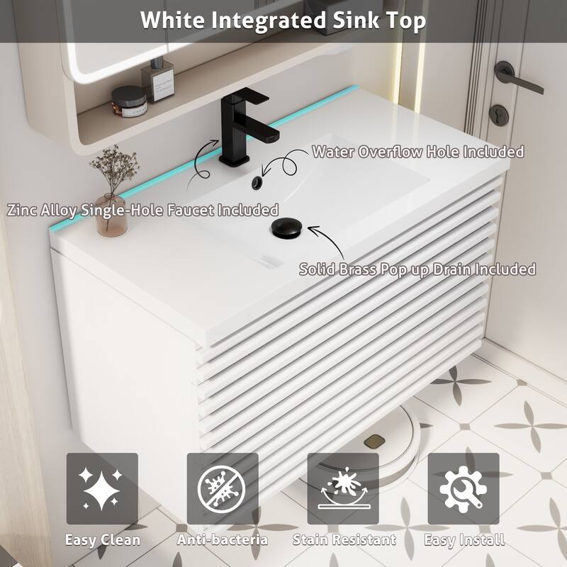 Bathroom Vanity with Drop-In Sink Wall-Mounted Storage Cabinet