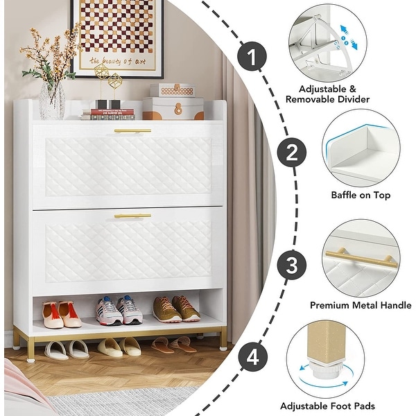 Tipping bucket shop shoe cabinet