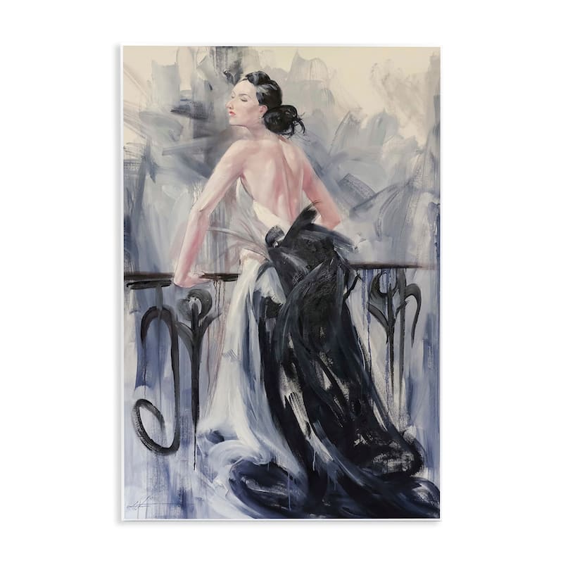 Stupell Elegant Woman Against Railing Wall Plaque Art Design By Lucille Lee - 13 x 19