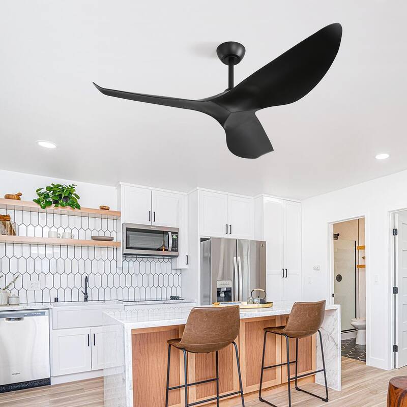 52 Inch Indoor Ceiling Fan No Light, 3 Curved ABS Blades Fan, 6 Speeds Reversible Quiet DC Motor Ceiling Fan